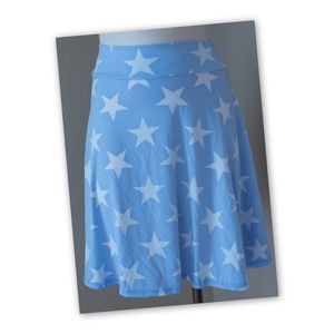 LuLaRoe Azure Skirt Powder Blue White Stars